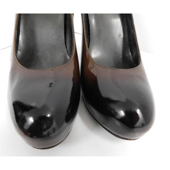 Stuart Weitzman Brown Black Gradient Patent Leather Platform Pumps 7 M - Picture 4 of 6